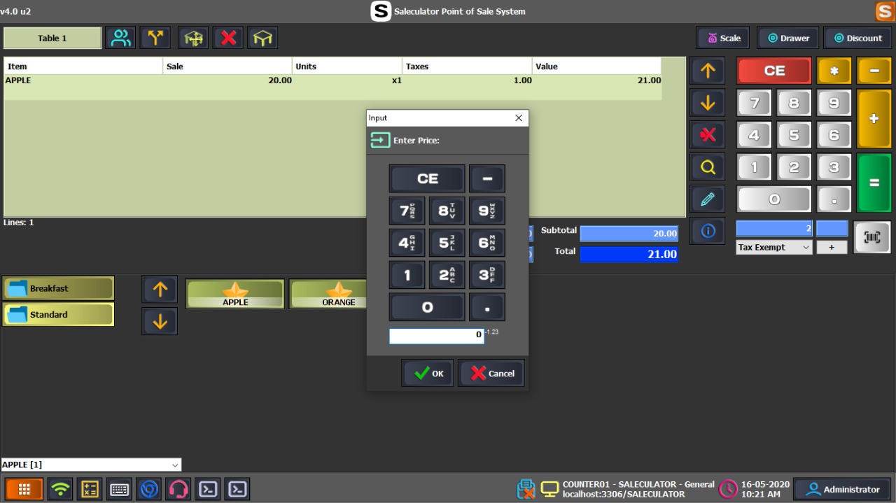 Saleculator for restaurants receipt and report proof