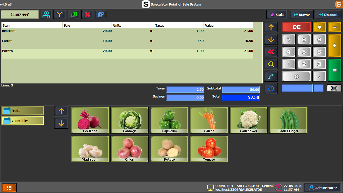 Saleculator retail billing screen